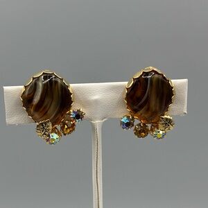 Vintage Kramer Glass and AB Rhinestone Earrings JP268